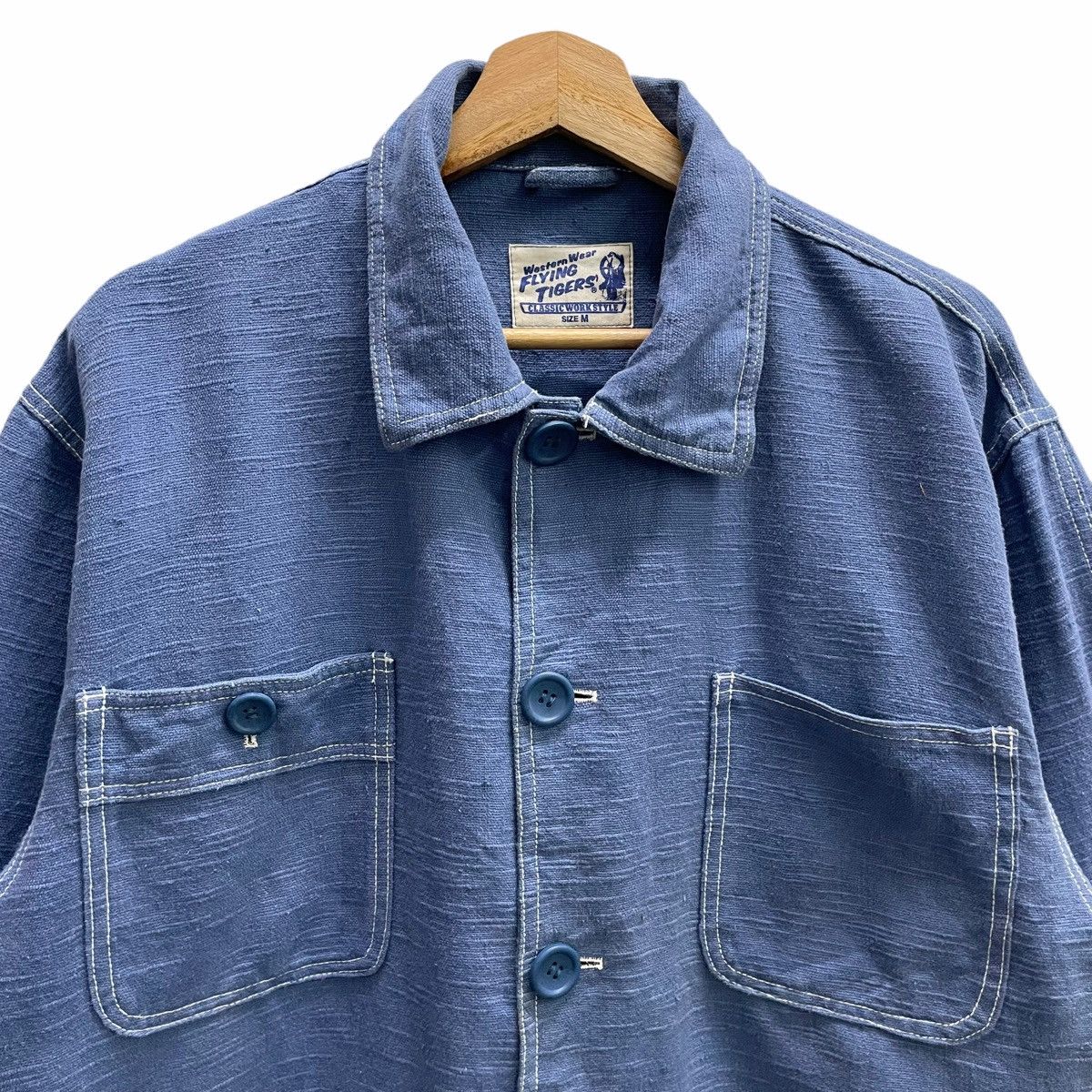 Vintage × Warehouse 💥70s FLYING TIGER BUTTON CHORE WORKER JACKET Size US L / EU 52-54 / 3 - 4 Thumbnail