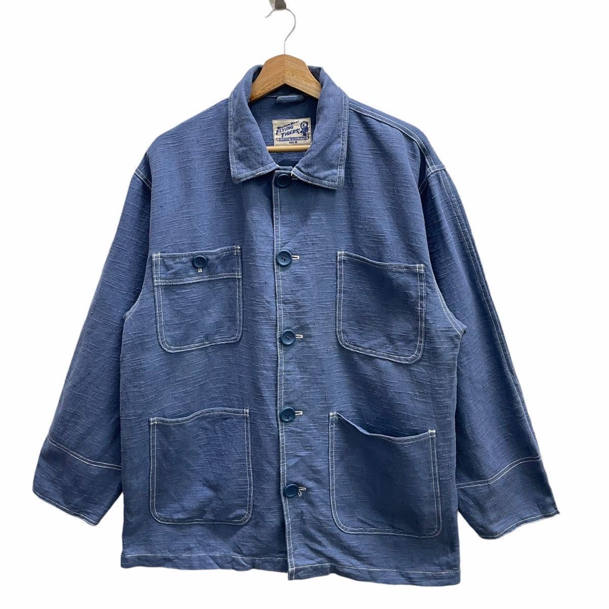 Vintage × Warehouse 💥70s FLYING TIGER BUTTON CHORE WORKER JACKET Size US L / EU 52-54 / 3 - 3 Thumbnail
