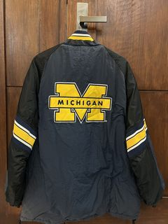 Vintage Michigan Starter Jacket Puffer Hood Blue Yellow -  Sweden