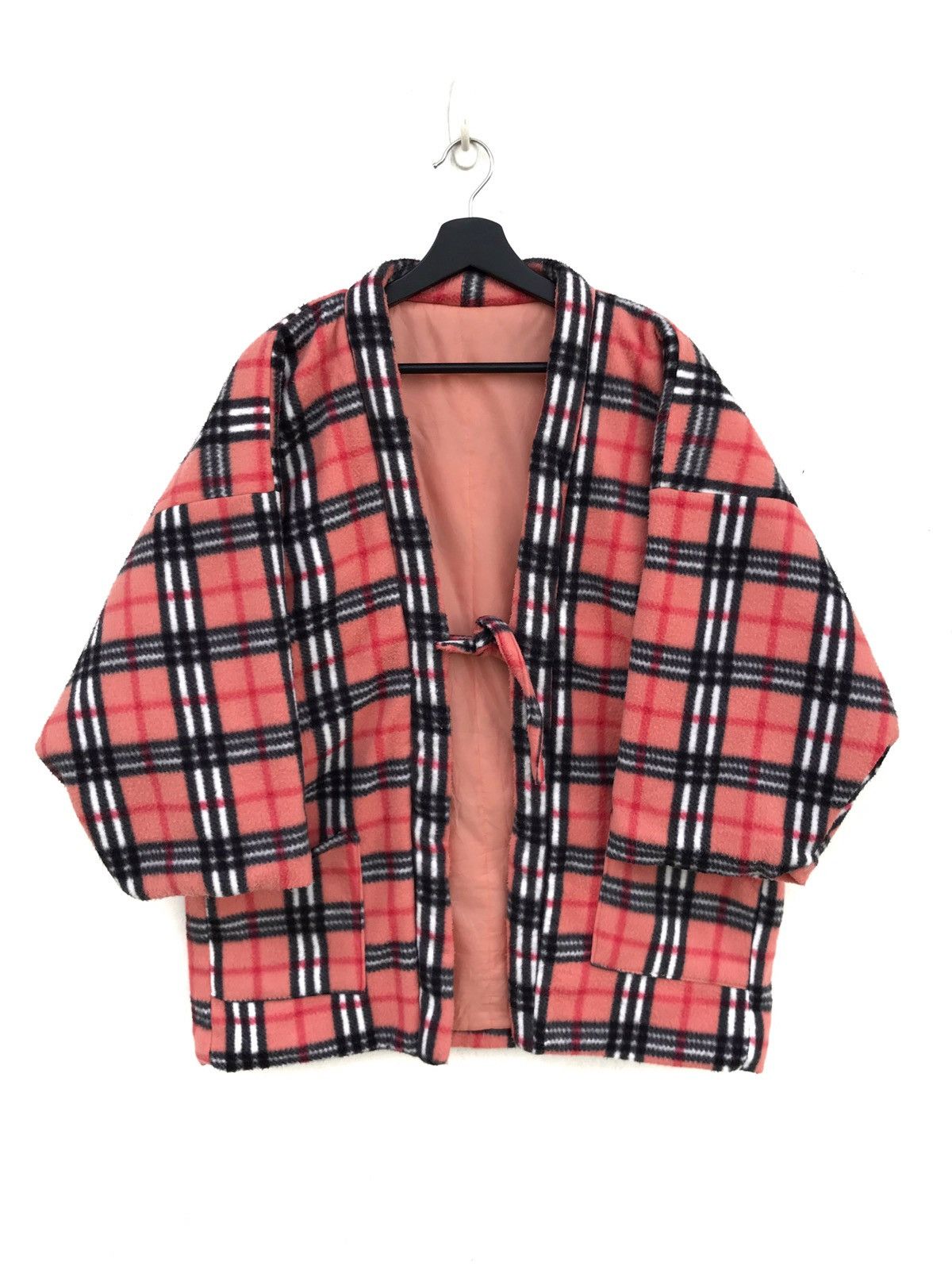 Japanese Hanten Fleece Kimono Nova Check Plaid Jacket