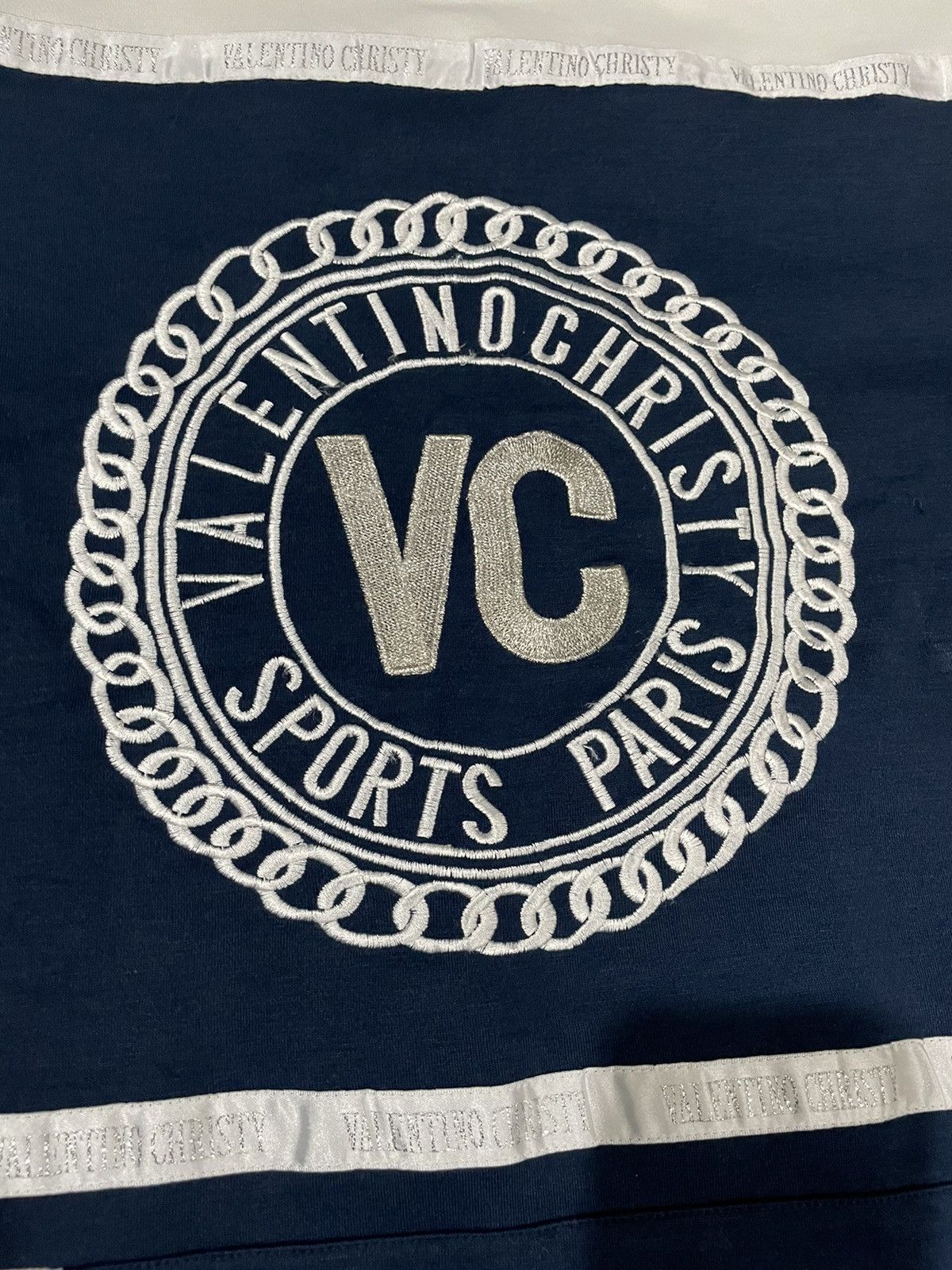 Designer Valentino Christy Sports Paris Spellout Taped Jumper Size US M / EU 48-50 / 2 - 8 Thumbnail