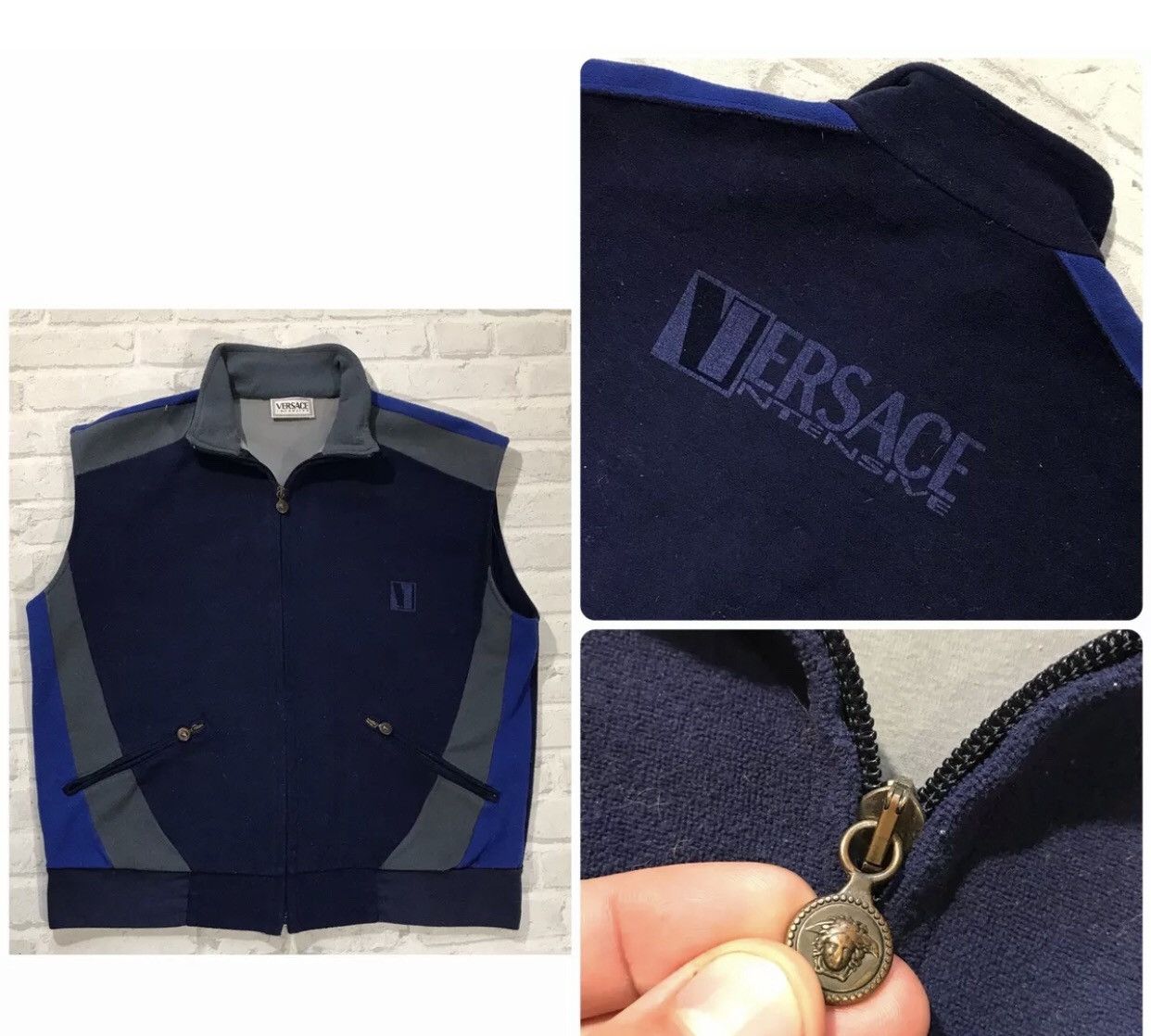 Versace × Versus Versace × Vintage Versace Intensive Vintage Fleece Vest Rare Big Logo Size L Size US L / EU 52-54 / 3 - 1 Thumbnail