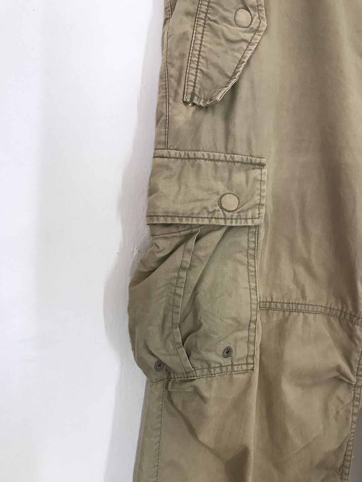 Japanese Brand 291295 Homme Japan Baggy Khaki faded Cargo pocket Pant Size US 35 - 4 Thumbnail