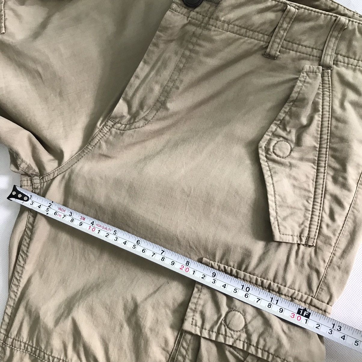 Japanese Brand 291295 Homme Japan Baggy Khaki faded Cargo pocket Pant Size US 35 - 10 Thumbnail