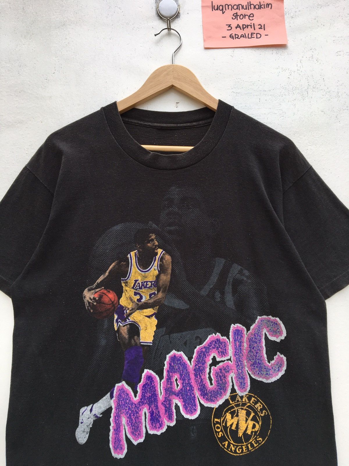 NBA Vintage 90s Los Angeles LAKERS Magic Johnson T-Shirt Size US M / EU 48-50 / 2 - 1 Thumbnail