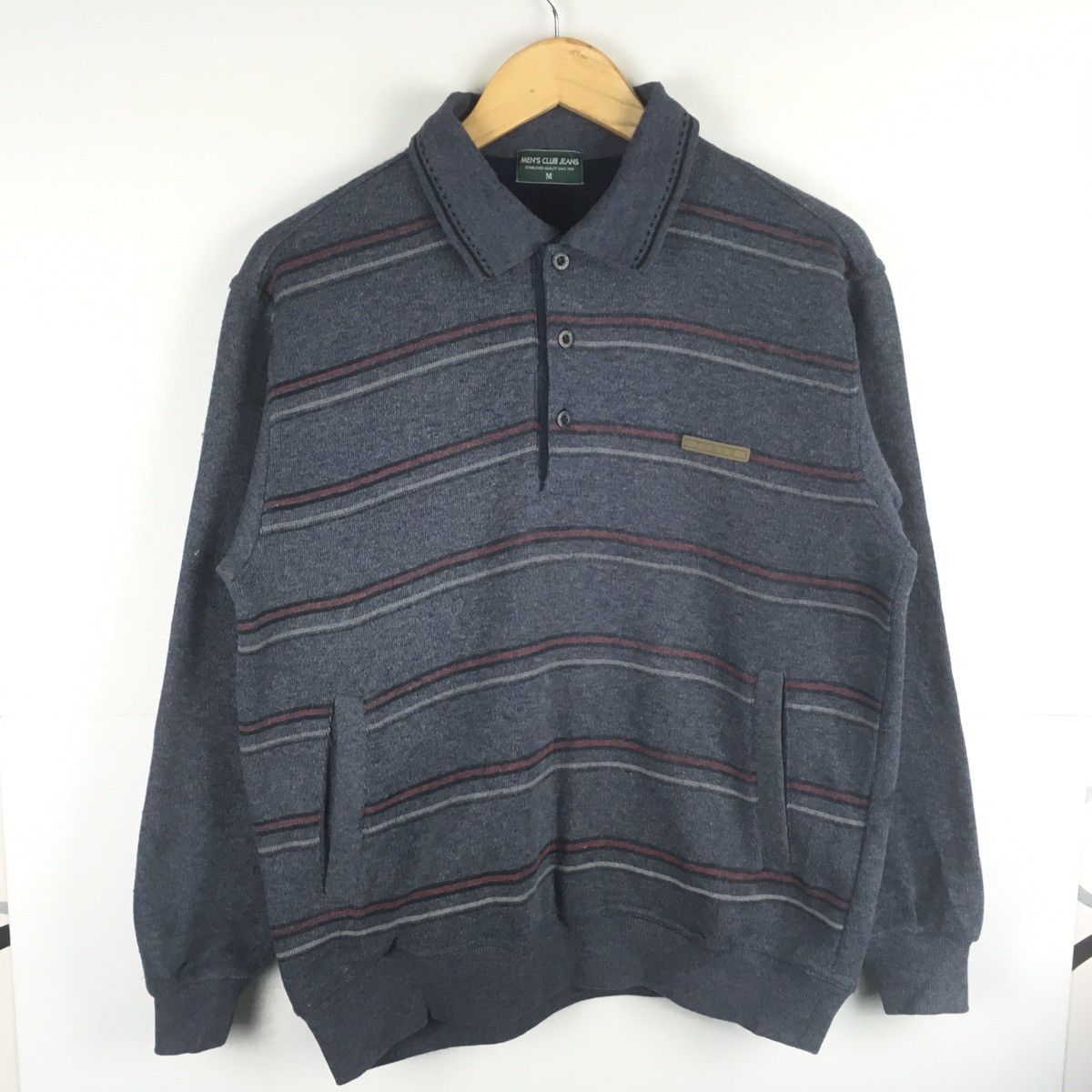 Vintage Vintage Men’s Club Jeans Collar Stripes Sweatshirt Size US M / EU 48-50 / 2 - 2 Thumbnail