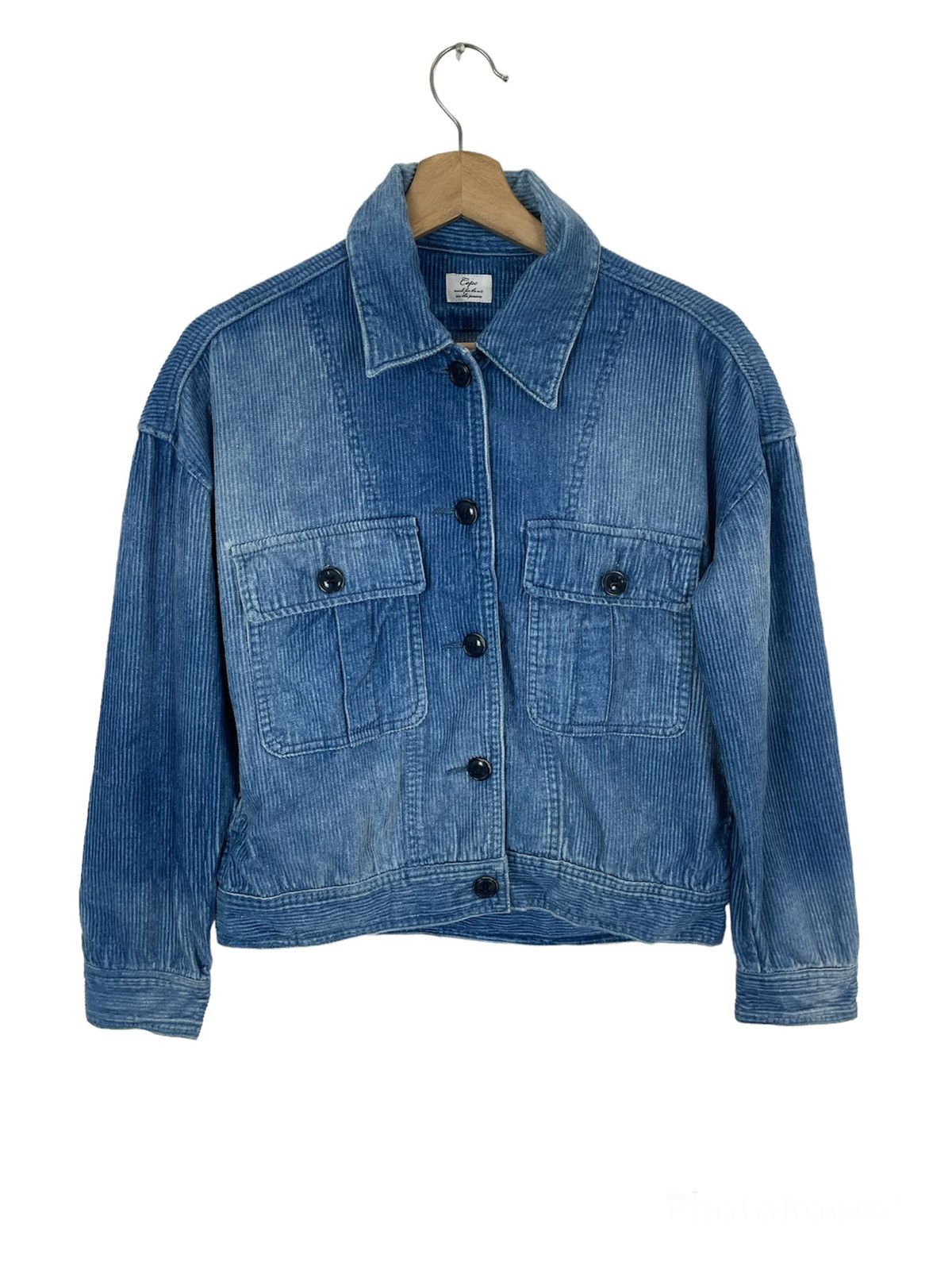 Vintage Blue Japan Cepo Corduroy Jacket Cropped