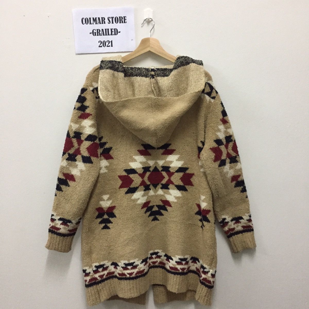 Aran Isles Knitwear Blue Standard Single Button Navajo Knit Cardigan Hoodies Size US XL / EU 56 / 4 - 11 Thumbnail