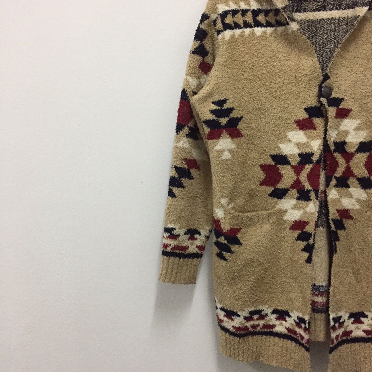 Aran Isles Knitwear Blue Standard Single Button Navajo Knit Cardigan Hoodies Size US XL / EU 56 / 4 - 3 Thumbnail