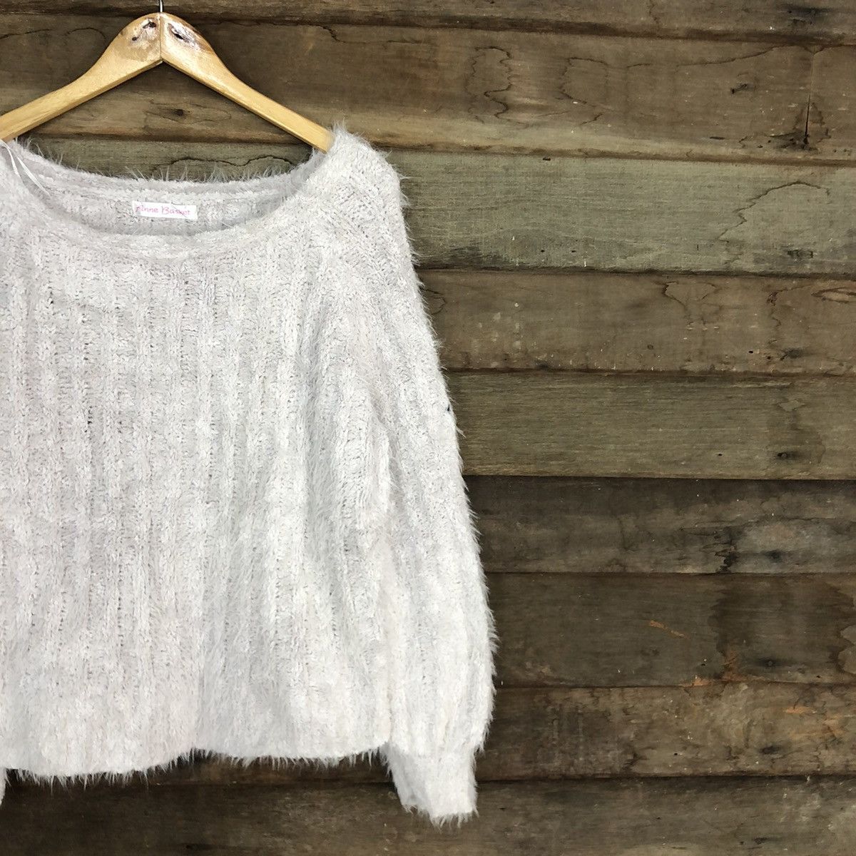 Homespun Knitwear DLL Anne Basket Light Grey shaggy fur Mohair Knitwear #c1115 Size L / US 10 / IT 46 - 5 Thumbnail