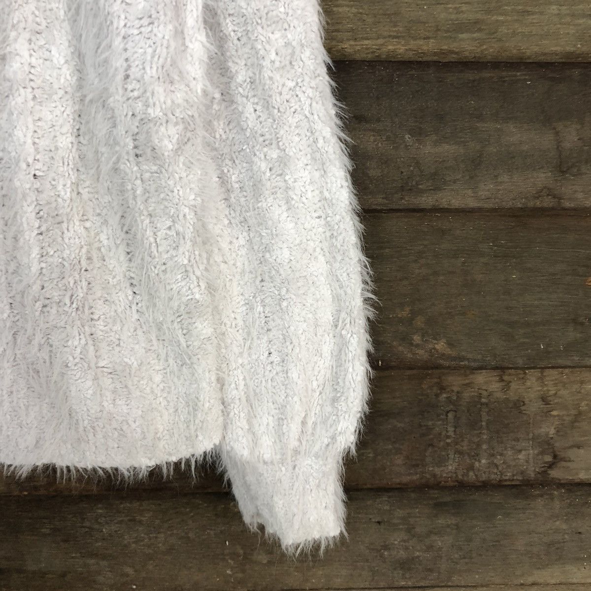 Homespun Knitwear DLL Anne Basket Light Grey shaggy fur Mohair Knitwear #c1115 Size L / US 10 / IT 46 - 4 Thumbnail