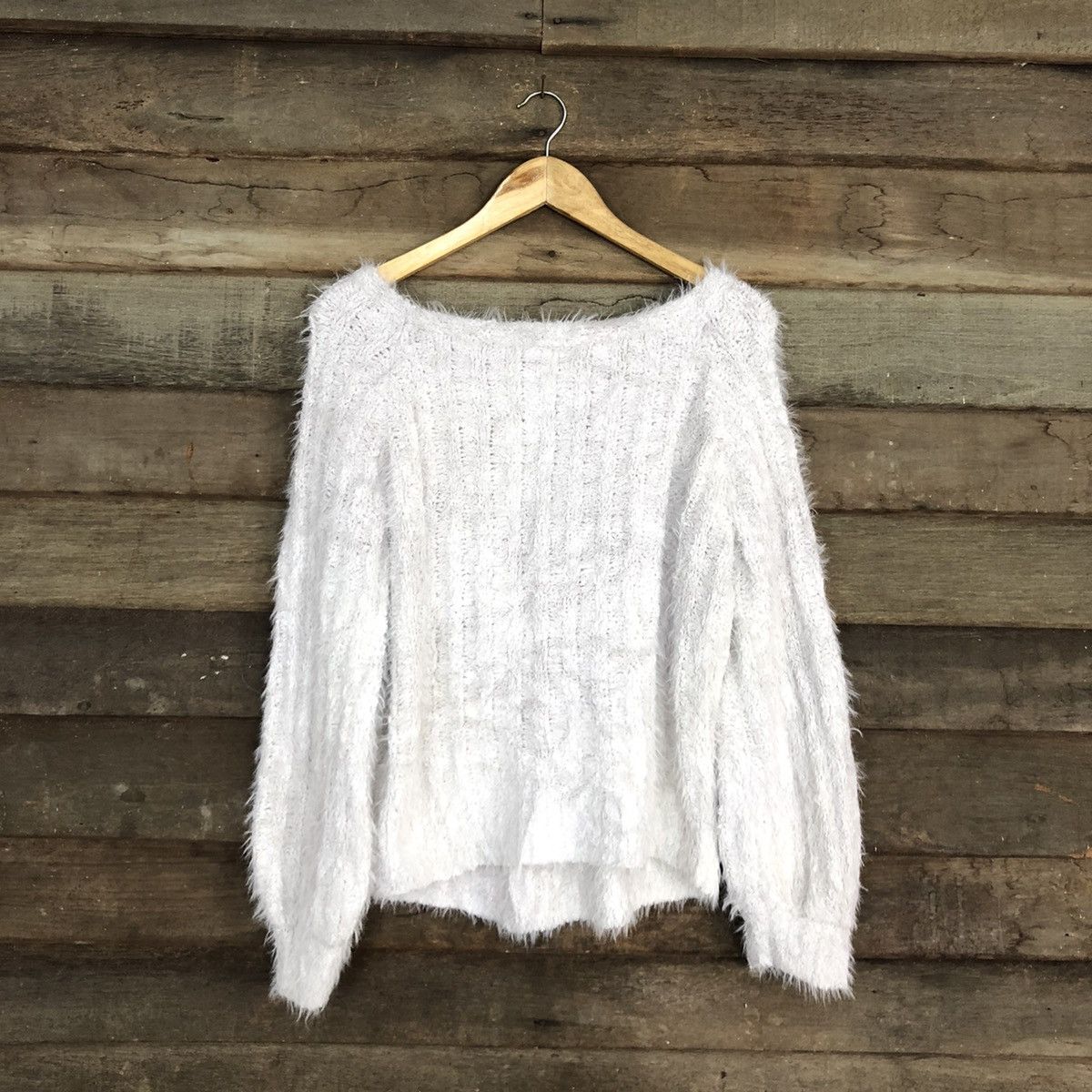 Homespun Knitwear DLL Anne Basket Light Grey shaggy fur Mohair Knitwear #c1115 Size L / US 10 / IT 46 - 11 Thumbnail
