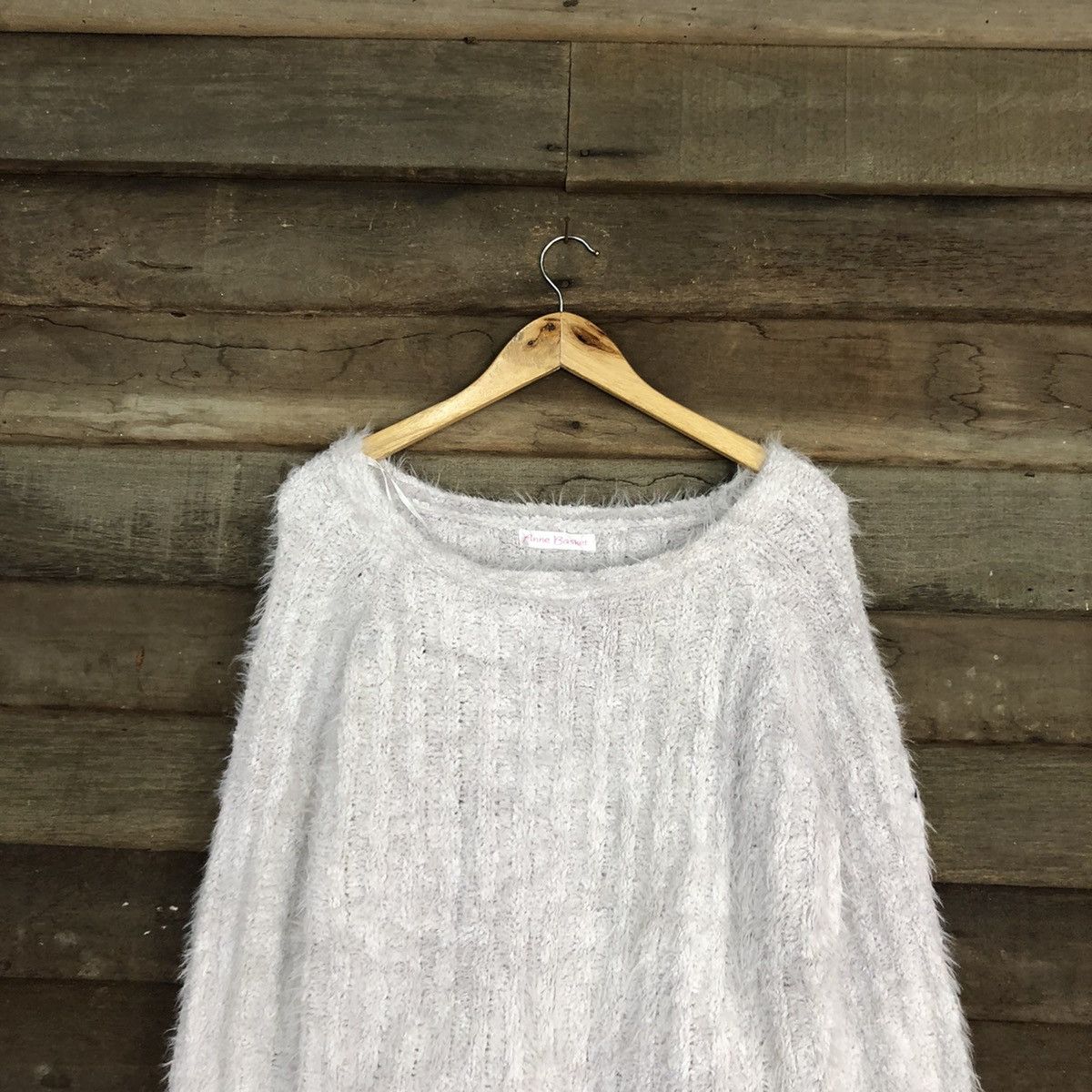 Homespun Knitwear DLL Anne Basket Light Grey shaggy fur Mohair Knitwear #c1115 Size L / US 10 / IT 46 - 2 Thumbnail