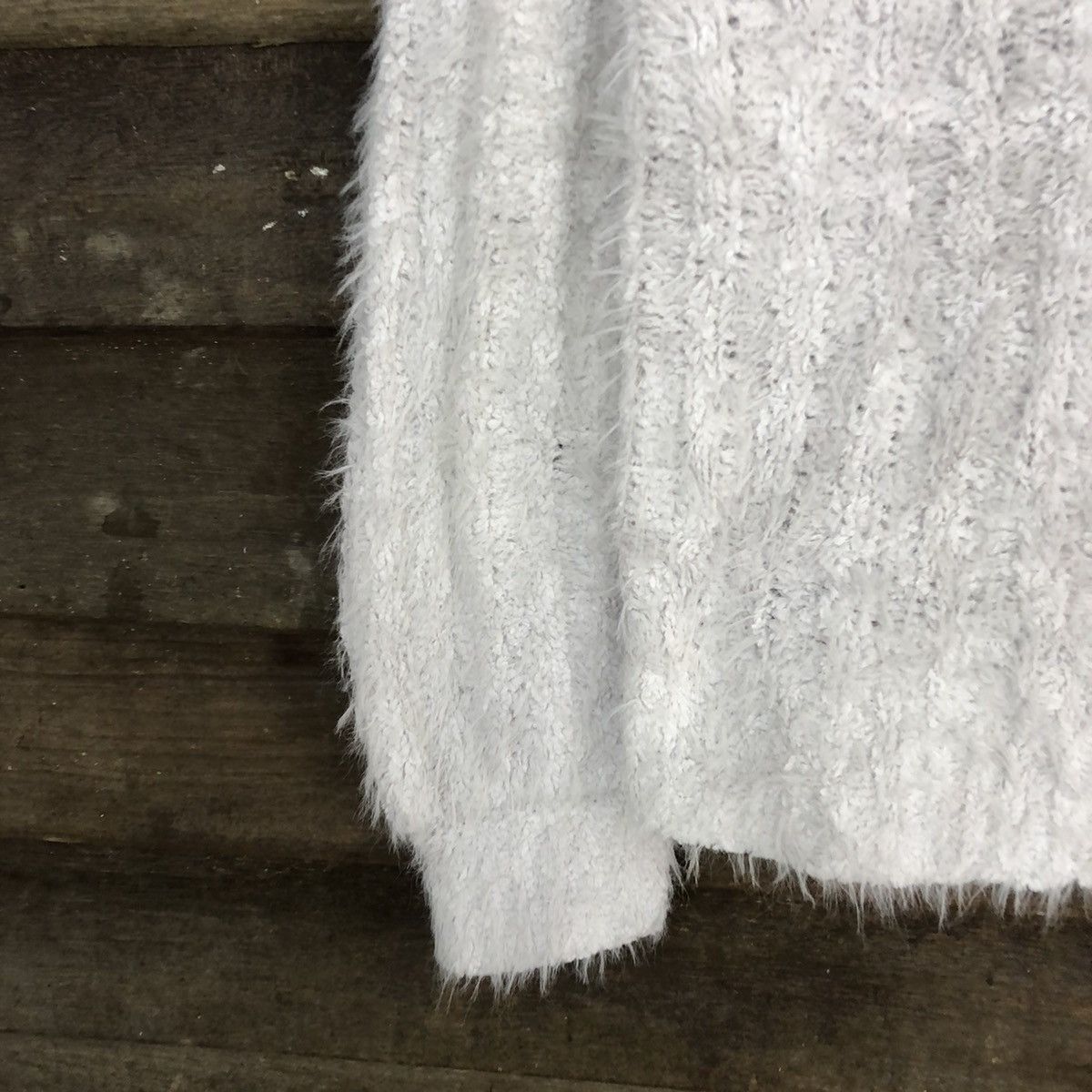 Homespun Knitwear DLL Anne Basket Light Grey shaggy fur Mohair Knitwear #c1115 Size L / US 10 / IT 46 - 6 Thumbnail