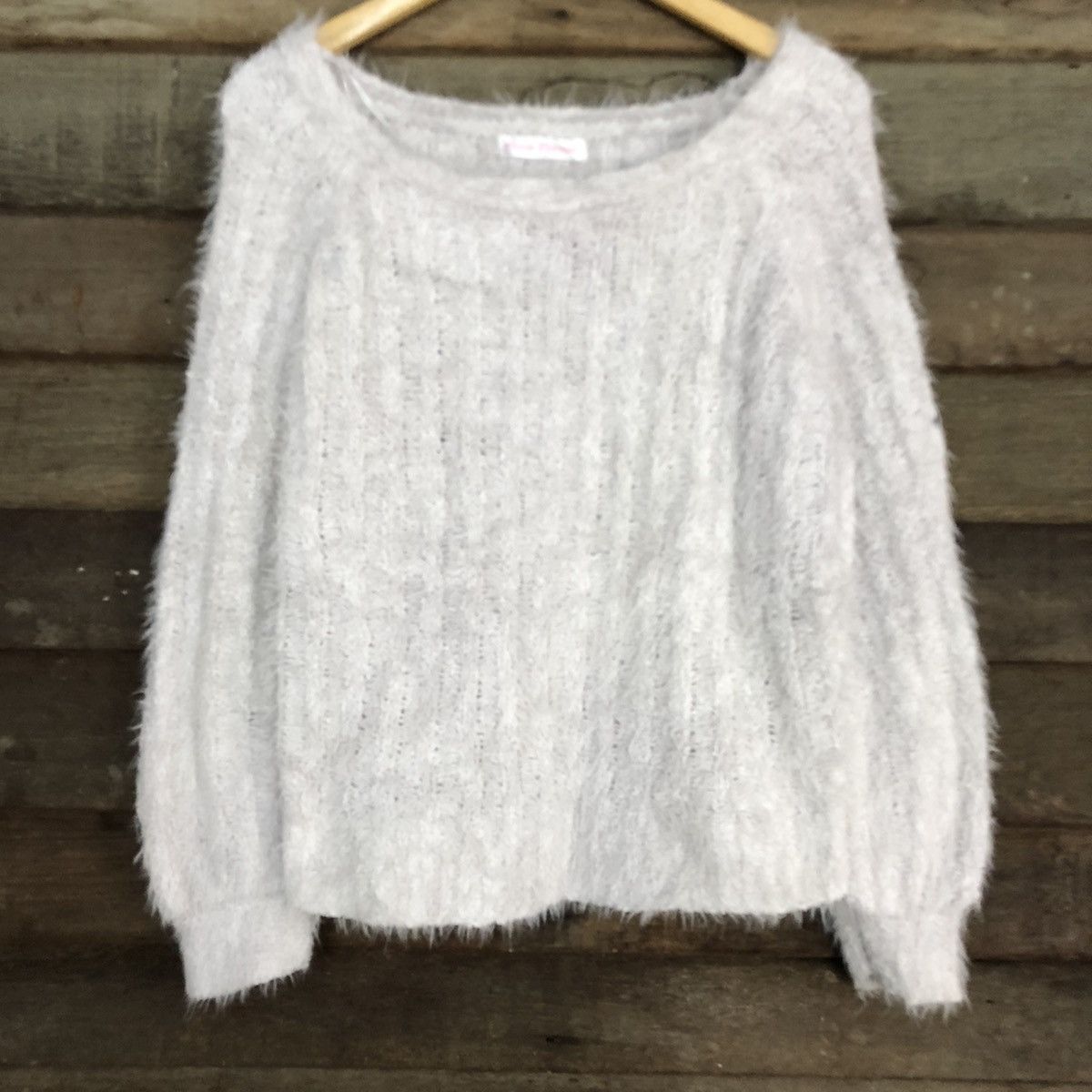 Homespun Knitwear DLL Anne Basket Light Grey shaggy fur Mohair Knitwear #c1115 Size L / US 10 / IT 46 - 8 Thumbnail