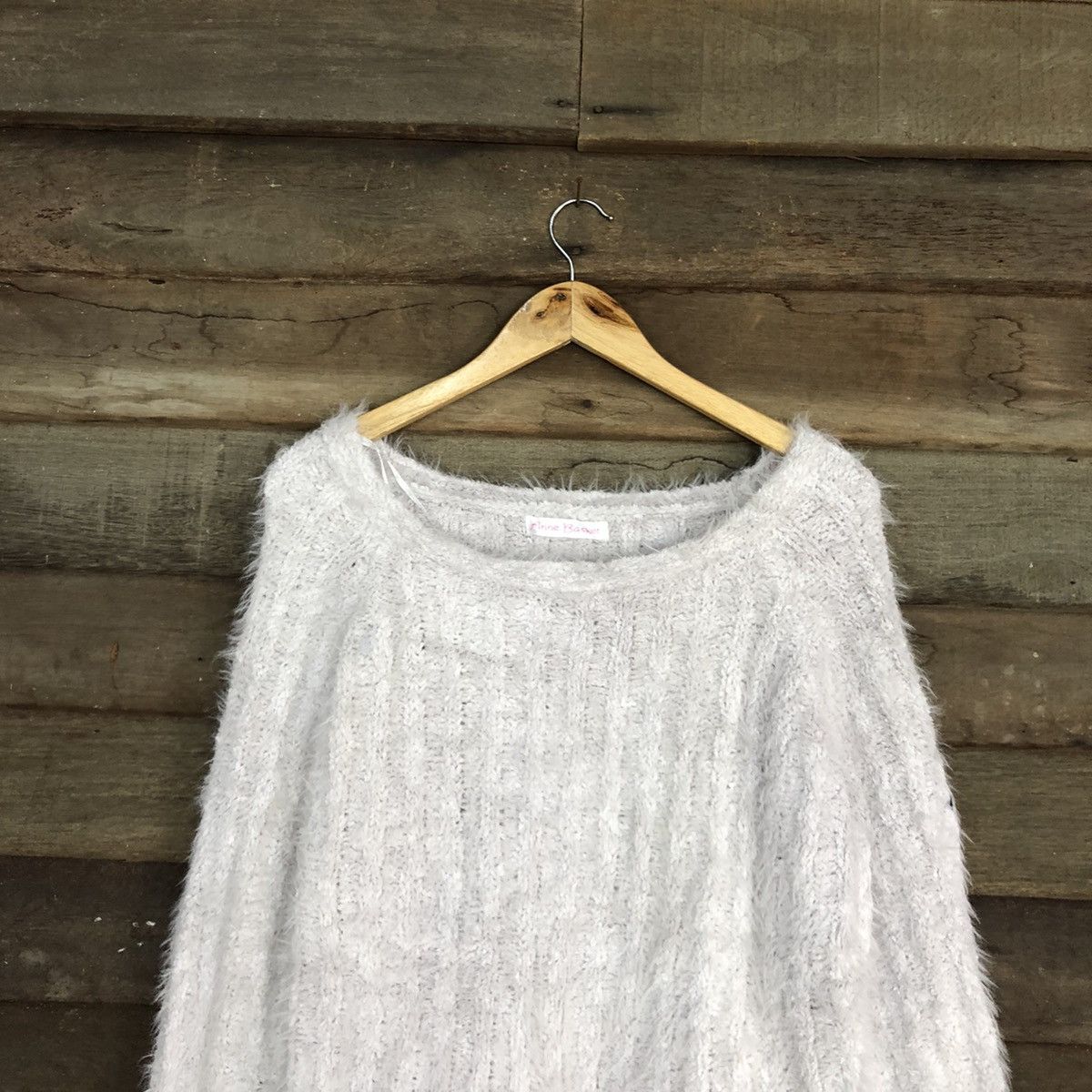 Homespun Knitwear DLL Anne Basket Light Grey shaggy fur Mohair Knitwear #c1115 Size L / US 10 / IT 46 - 9 Thumbnail