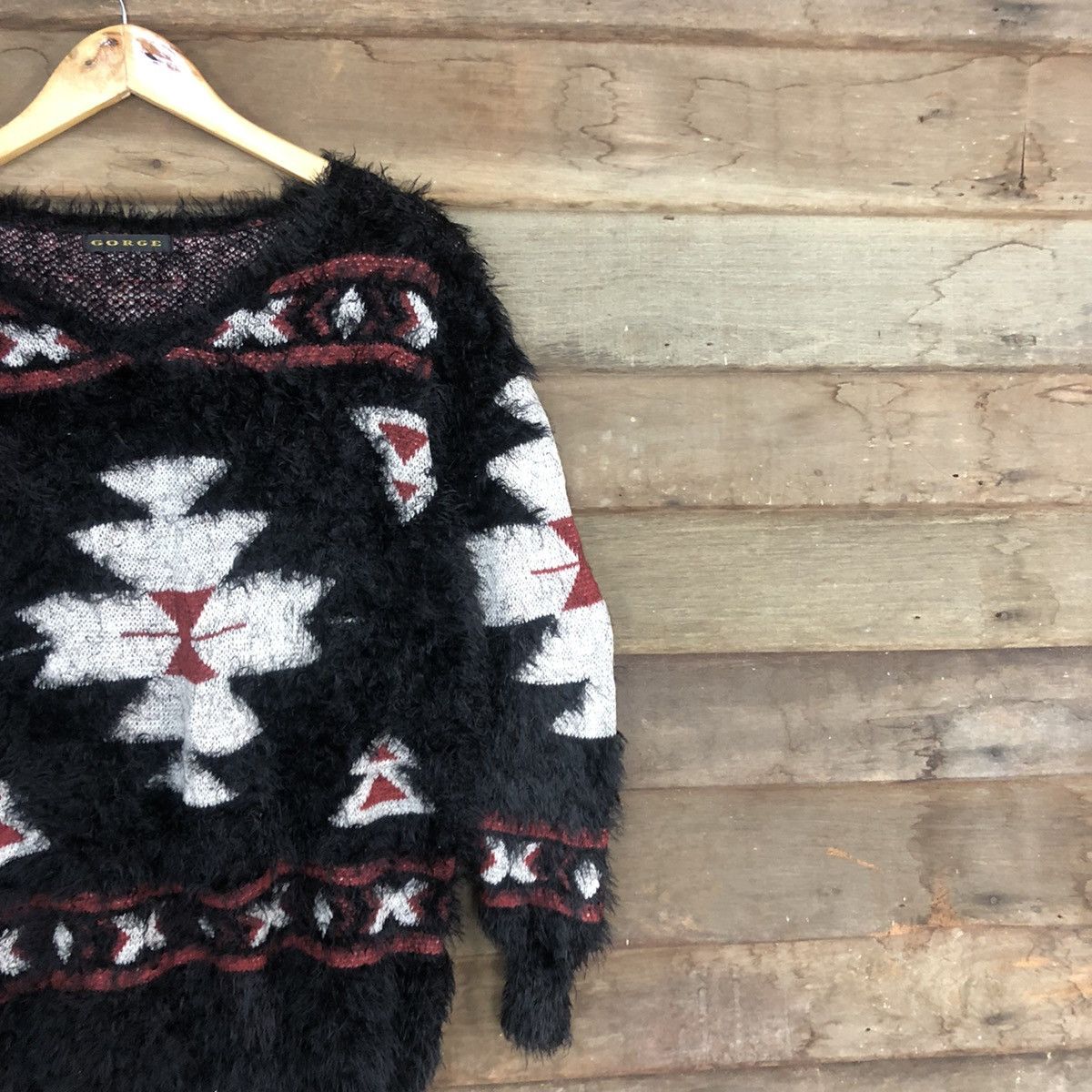 Homespun Knitwear DLL Gorge Navajo Black Mohair Shag Shaggy Knitwear #c1107 Size M / US 6-8 / IT 42-44 - 5 Thumbnail