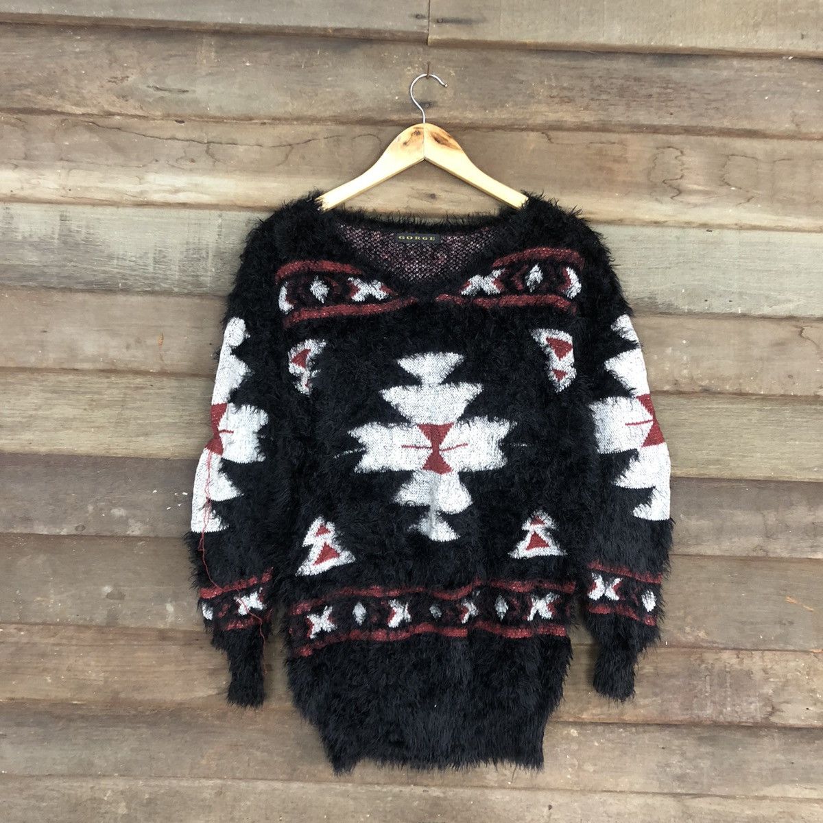 Homespun Knitwear DLL Gorge Navajo Black Mohair Shag Shaggy Knitwear #c1107 Size M / US 6-8 / IT 42-44 - 3 Thumbnail