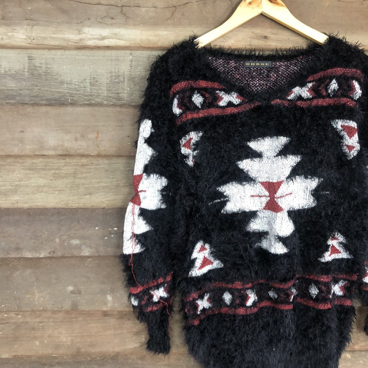 Homespun Knitwear DLL Gorge Navajo Black Mohair Shag Shaggy Knitwear #c1107 Size M / US 6-8 / IT 42-44 - 7 Thumbnail