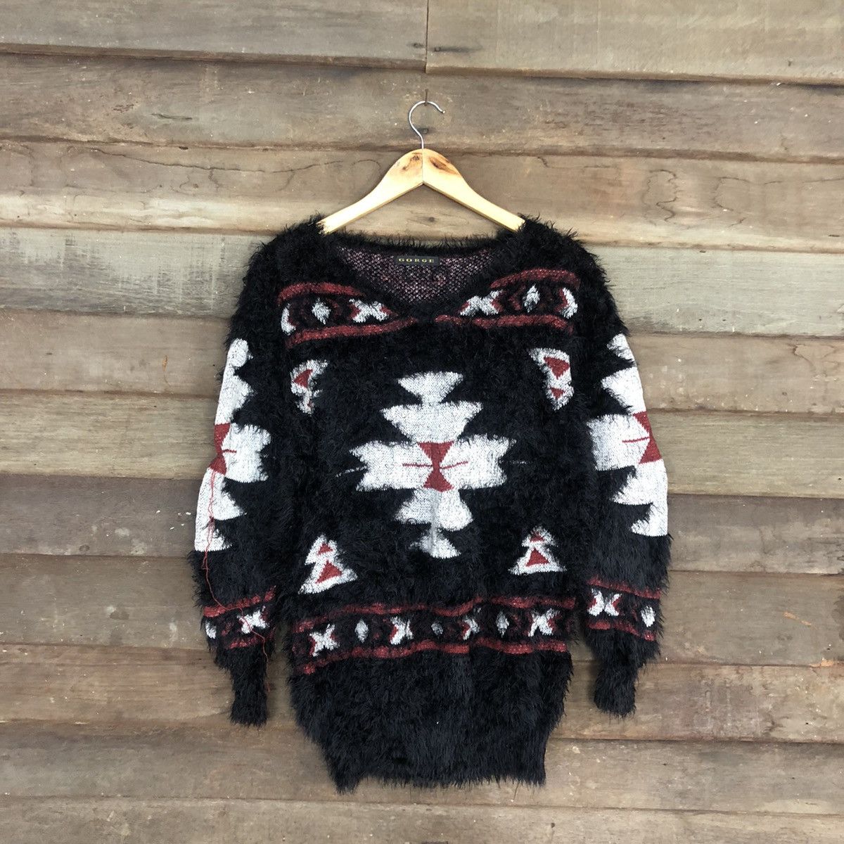 Homespun Knitwear DLL Gorge Navajo Black Mohair Shag Shaggy Knitwear #c1107 Size M / US 6-8 / IT 42-44 - 1 Thumbnail