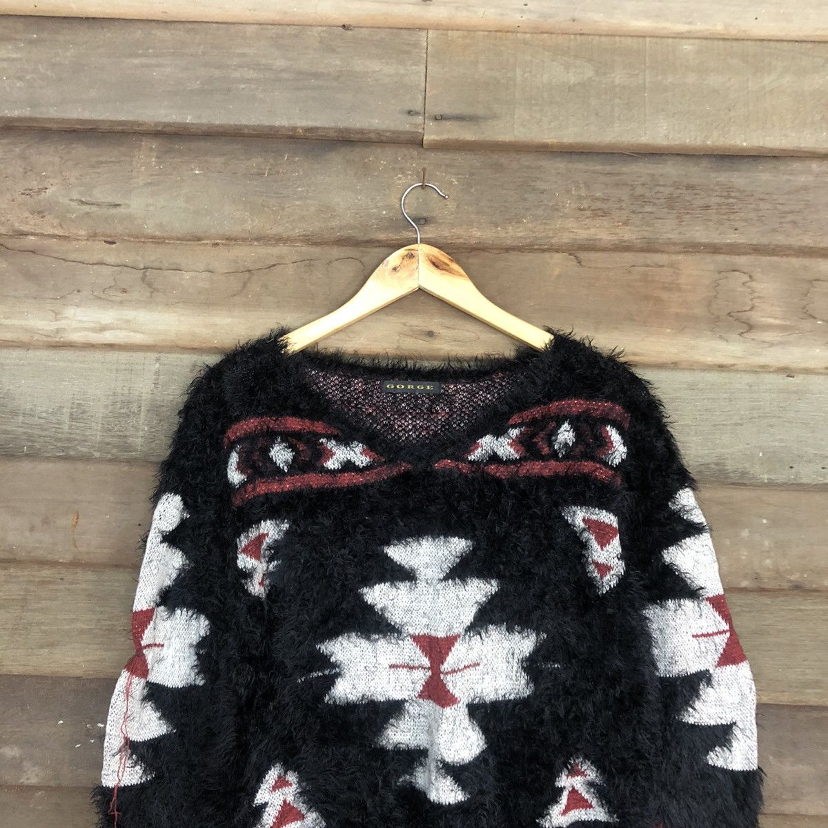 Homespun Knitwear DLL Gorge Navajo Black Mohair Shag Shaggy Knitwear #c1107 Size M / US 6-8 / IT 42-44 - 2 Thumbnail