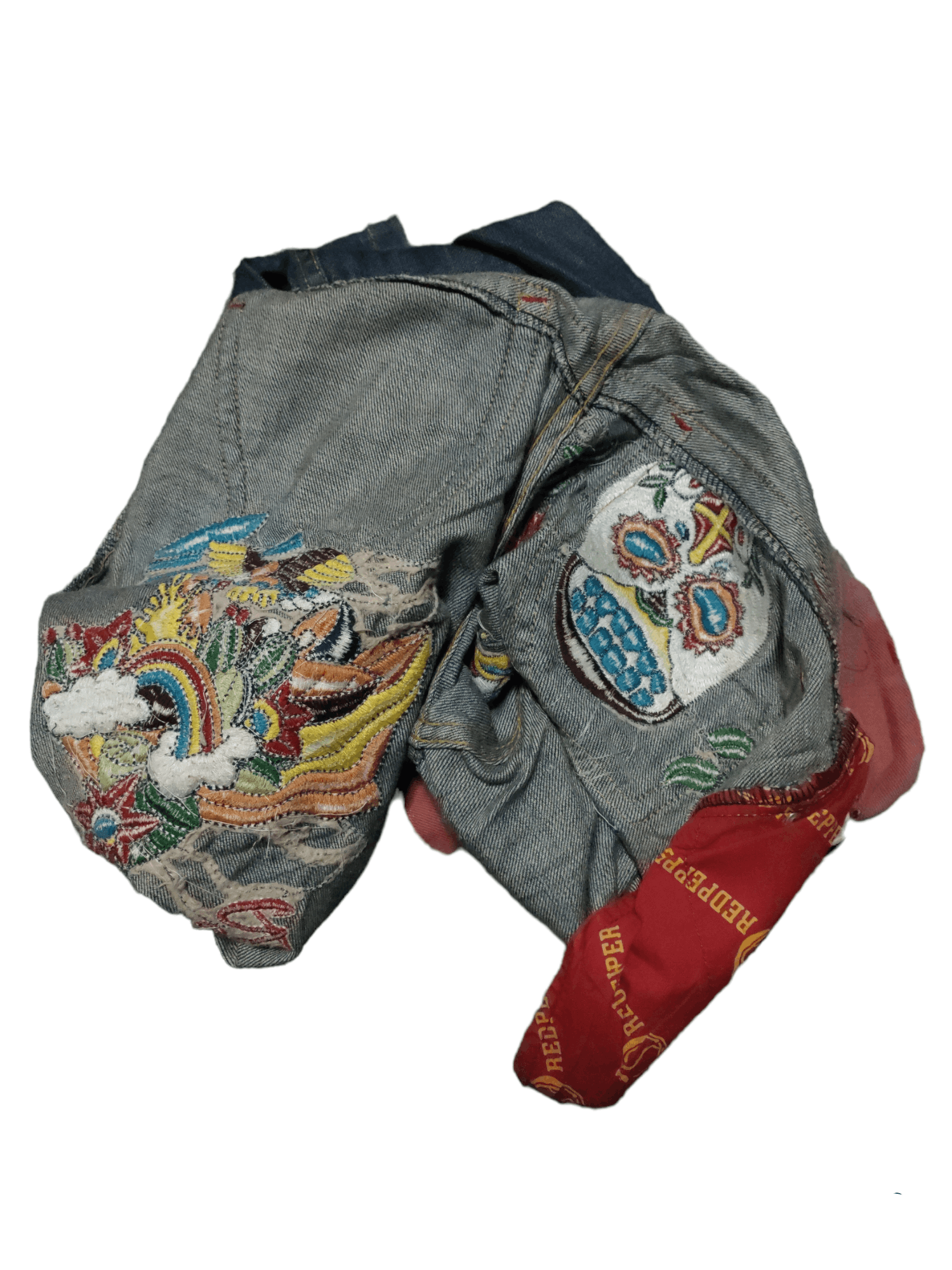 Japanese Brand Flare 🔥Red Pepper Embroided Distressed Jeans Size US 32 / EU 48 - 3 Thumbnail