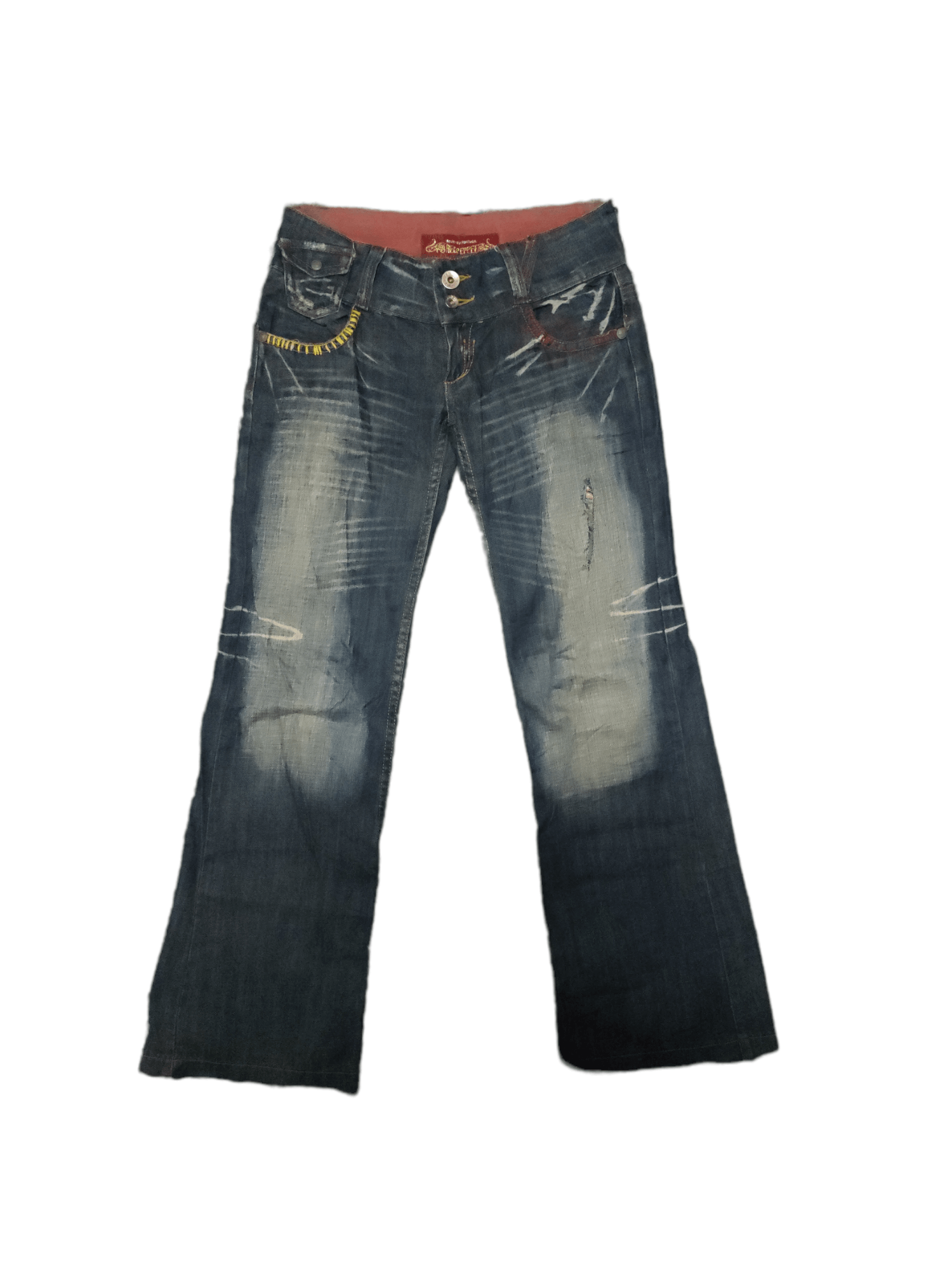 Japanese Brand Flare 🔥Red Pepper Embroided Distressed Jeans Size US 32 / EU 48 - 2 Thumbnail
