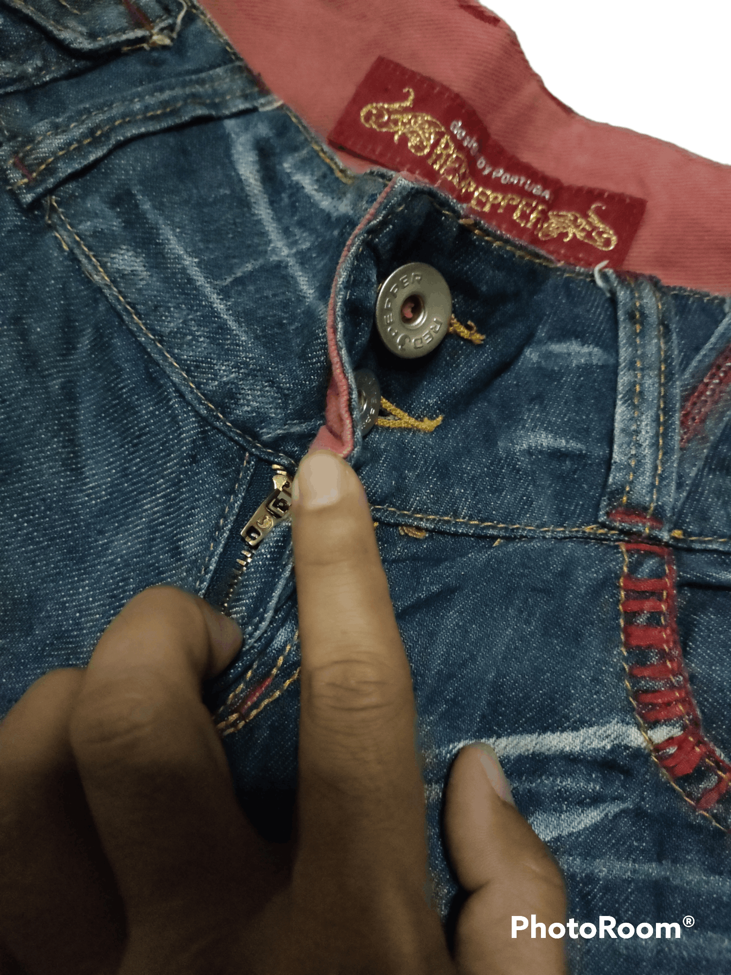 Japanese Brand Flare 🔥Red Pepper Embroided Distressed Jeans Size US 32 / EU 48 - 9 Thumbnail