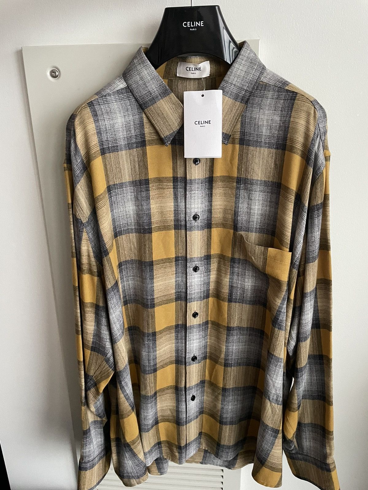 Celine × Hedi Slimane Rare Brand NEW Dancing Kid Super SS21 Runway Flannel Shirt Size US L / EU 52-54 / 3 - 18 Thumbnail