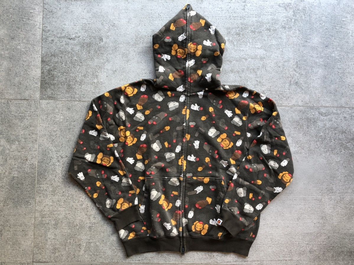 image of Bape x Kaws Baby Milo Slaughter Full Zip Hoodie in Black, Men's (Size Medium)