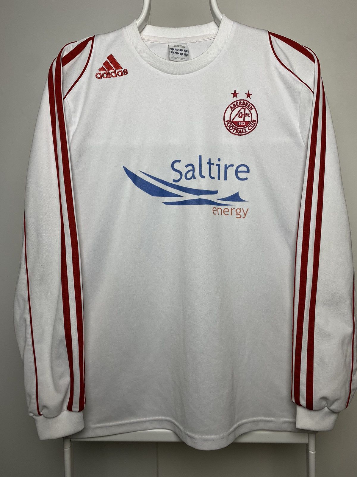 Adidas Aberdeen Adidas vintage white soccer shirt jersey longsleeve Size US S / EU 44-46 / 1 - 1 Thumbnail