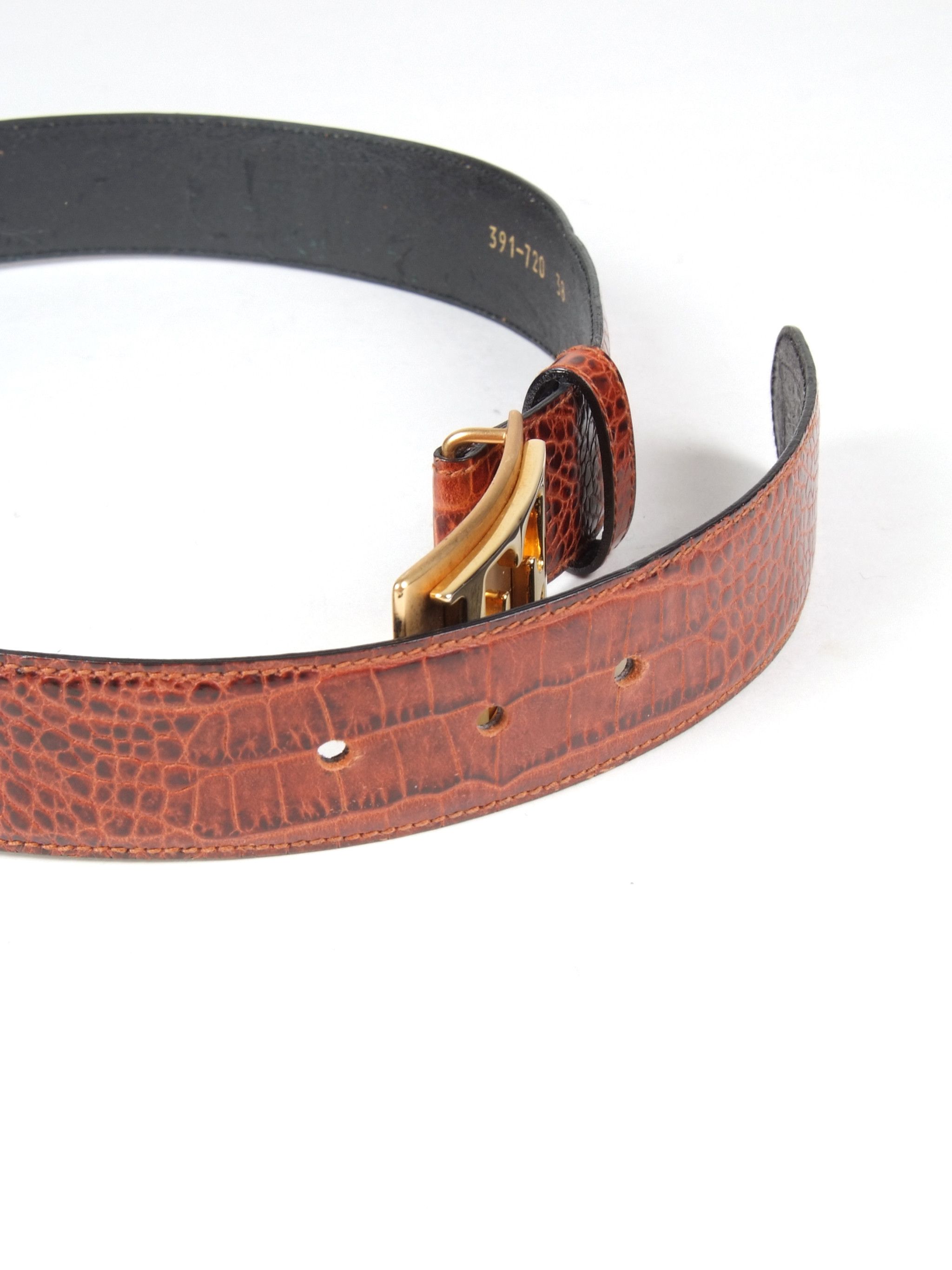 Escada × Vintage Vintage ESCADA Croco Print Leather Belt Size ONE SIZE - 3 Thumbnail