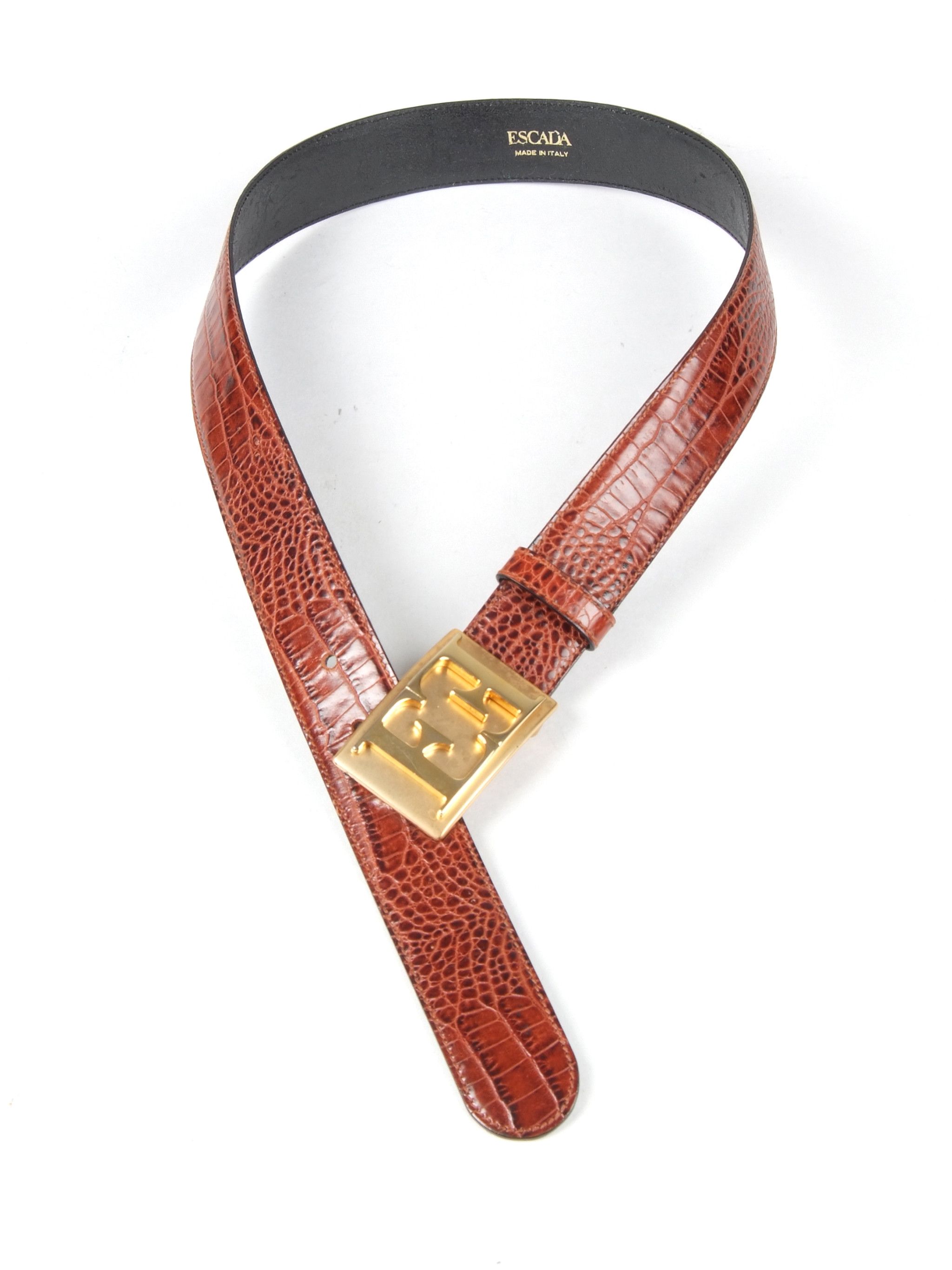 Escada × Vintage Vintage ESCADA Croco Print Leather Belt Size ONE SIZE - 4 Thumbnail