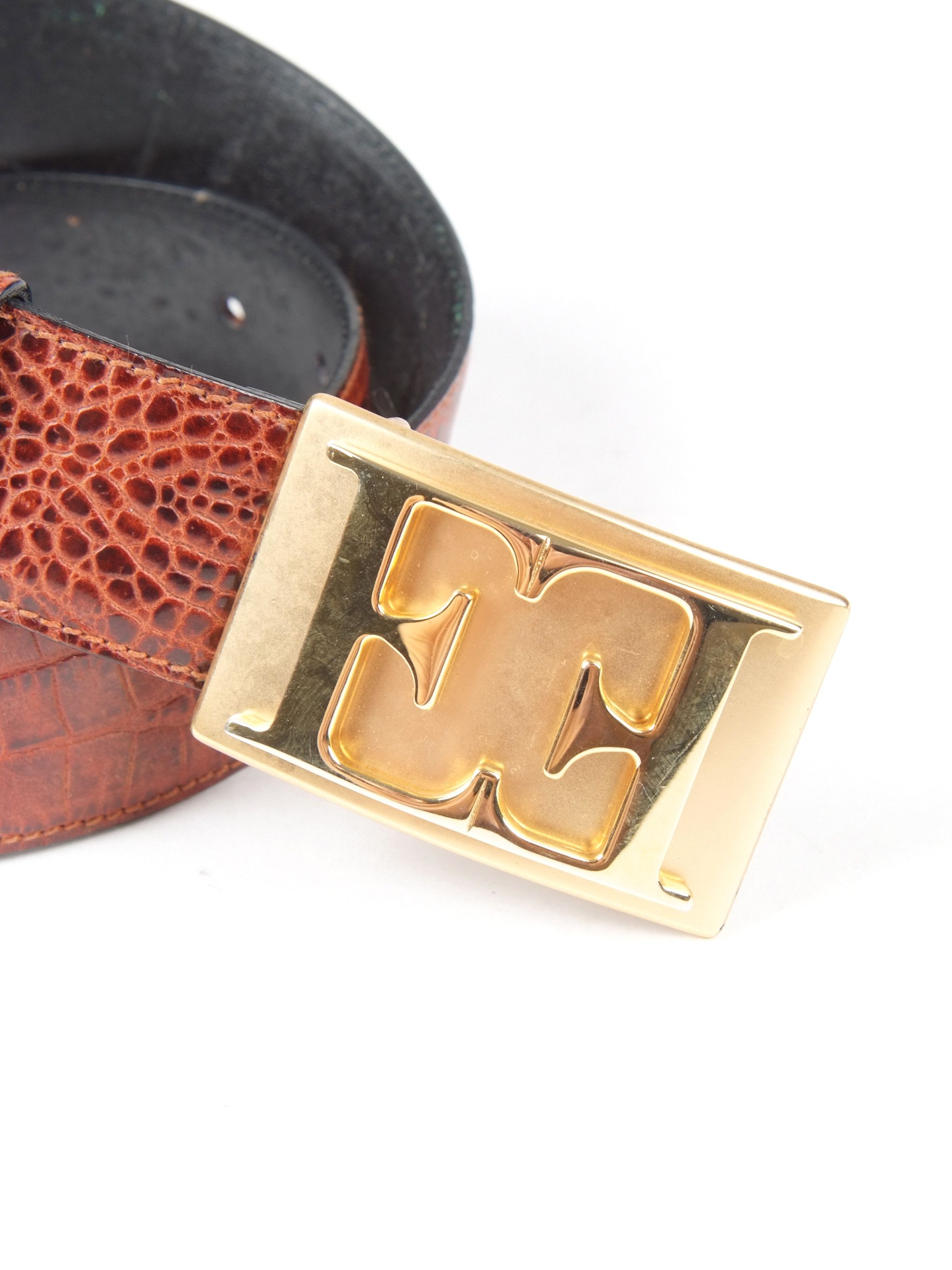 Escada × Vintage Vintage ESCADA Croco Print Leather Belt Size ONE SIZE - 2 Thumbnail