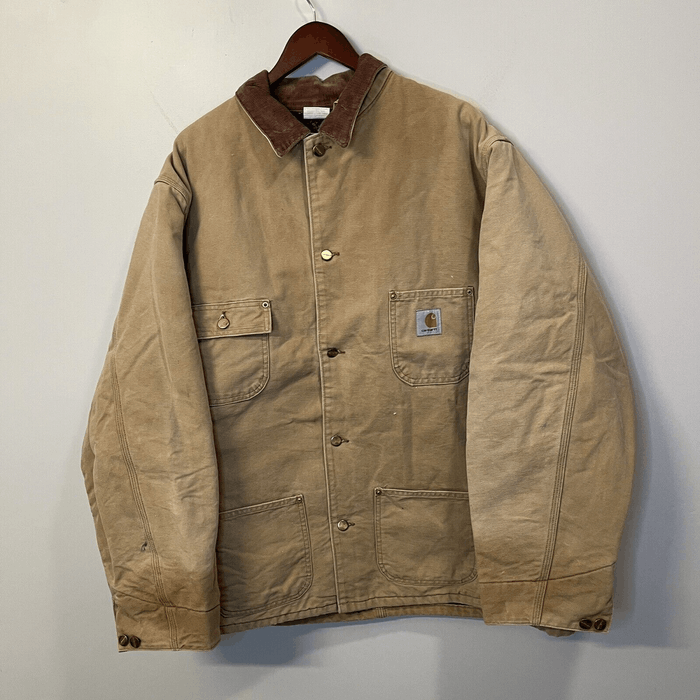 Vintage Vintage CARHARTT 2XL Tall USA Blanket Lined Tan Chore Coat ...