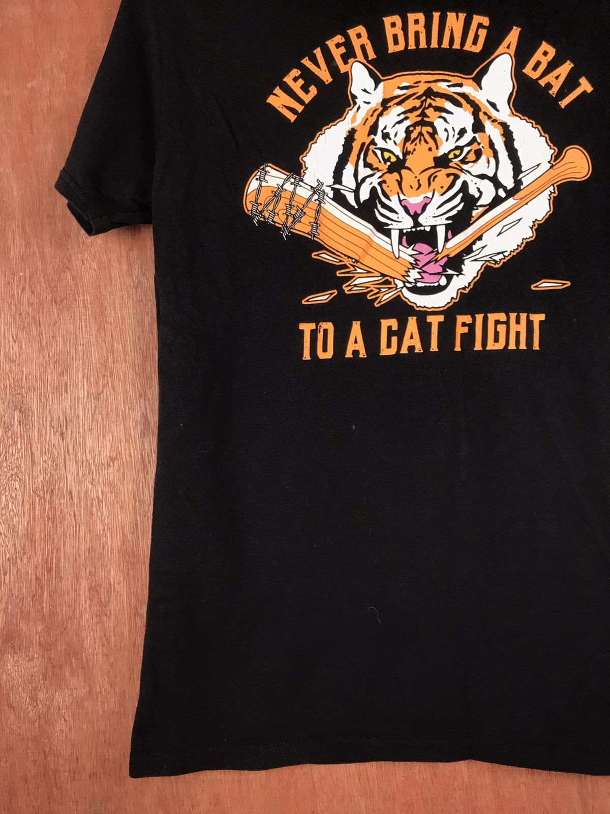 Japanese Brand Never Bring A Bat To A Cat Fight Graphic T-Shirt #2253 Size US M / EU 48-50 / 2 - 2 Thumbnail