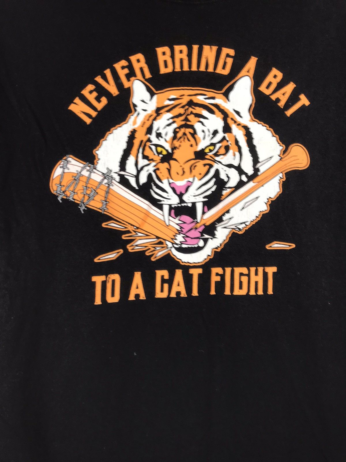 Japanese Brand Never Bring A Bat To A Cat Fight Graphic T-Shirt #2253 Size US M / EU 48-50 / 2 - 4 Thumbnail