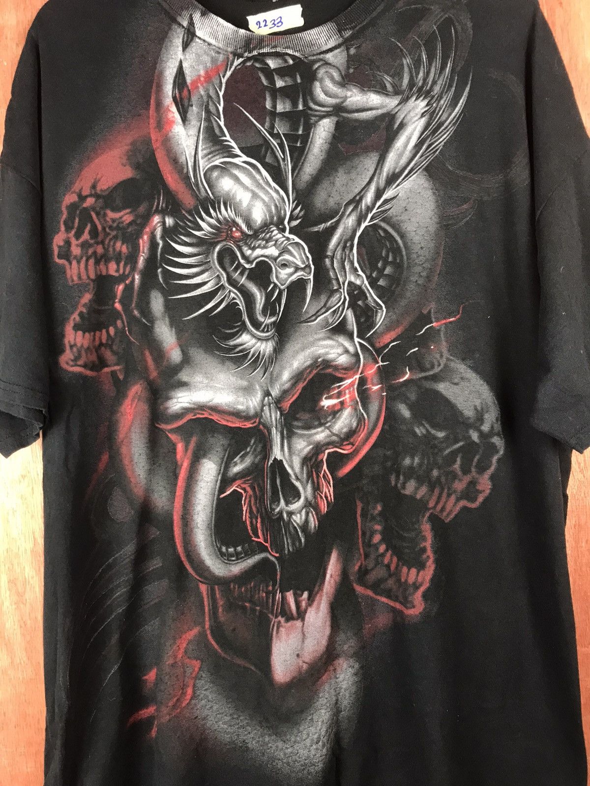 Vintage Dragon Skull Full Print T-Shirt #2233 Size US XL / EU 56 / 4 - 2 Thumbnail