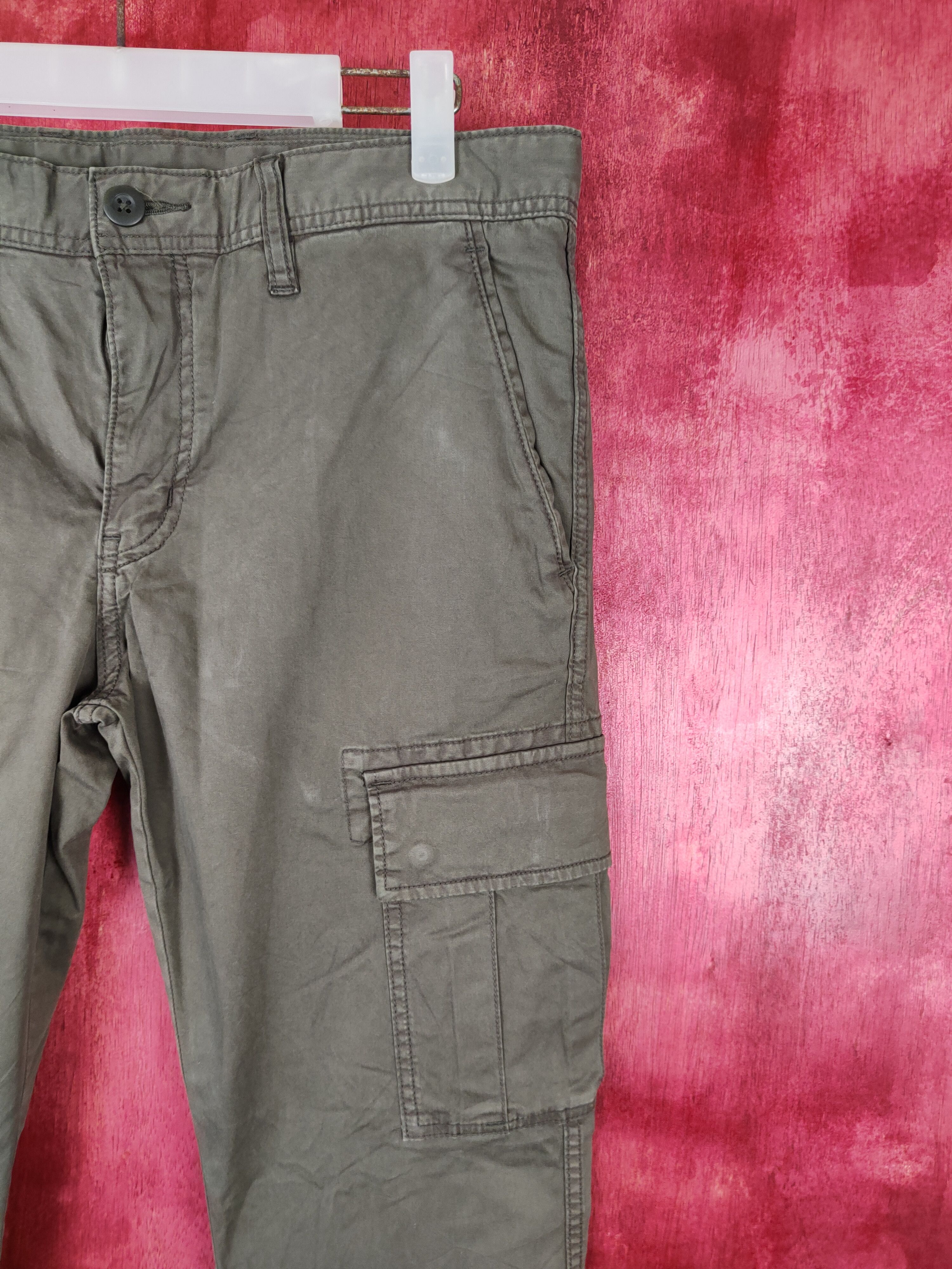 Japanese Brand × Vintage Uniqlo Dark Green Multi Pocket Tactical Cargo Pants #S469 Size 33" - 5 Thumbnail