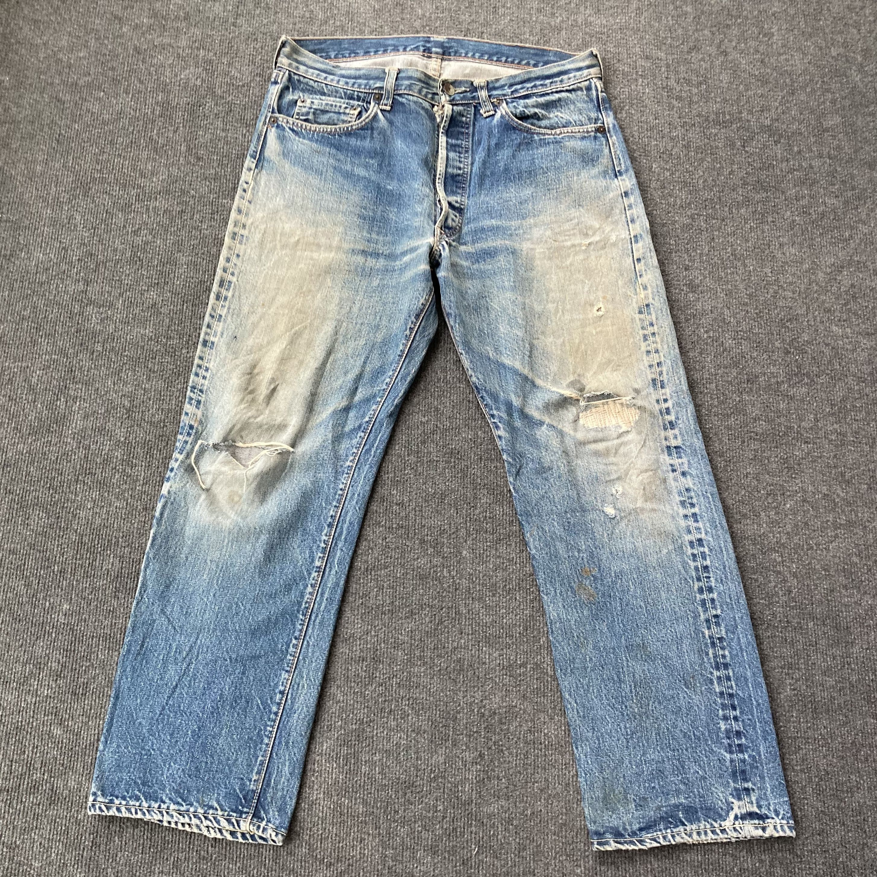 Vintage Levis Big E Selvedge 501 60s 70s Button Stamped 8 Jeans