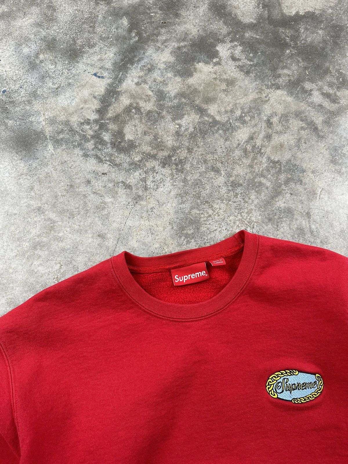 Supreme Supreme Oval Chest Crest Crewneck Sweatshirt Red Sz. XL 