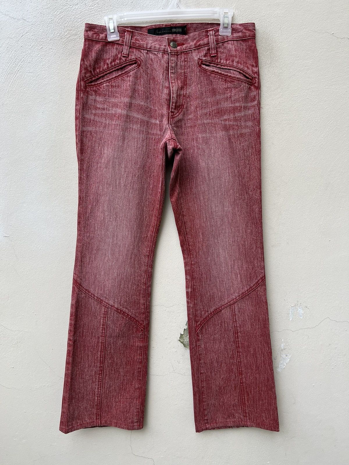 Schlussel Vintage Schlussel Japan Fade Red Denim Flare Jeans Size US 30 / EU 46 - 6 Thumbnail