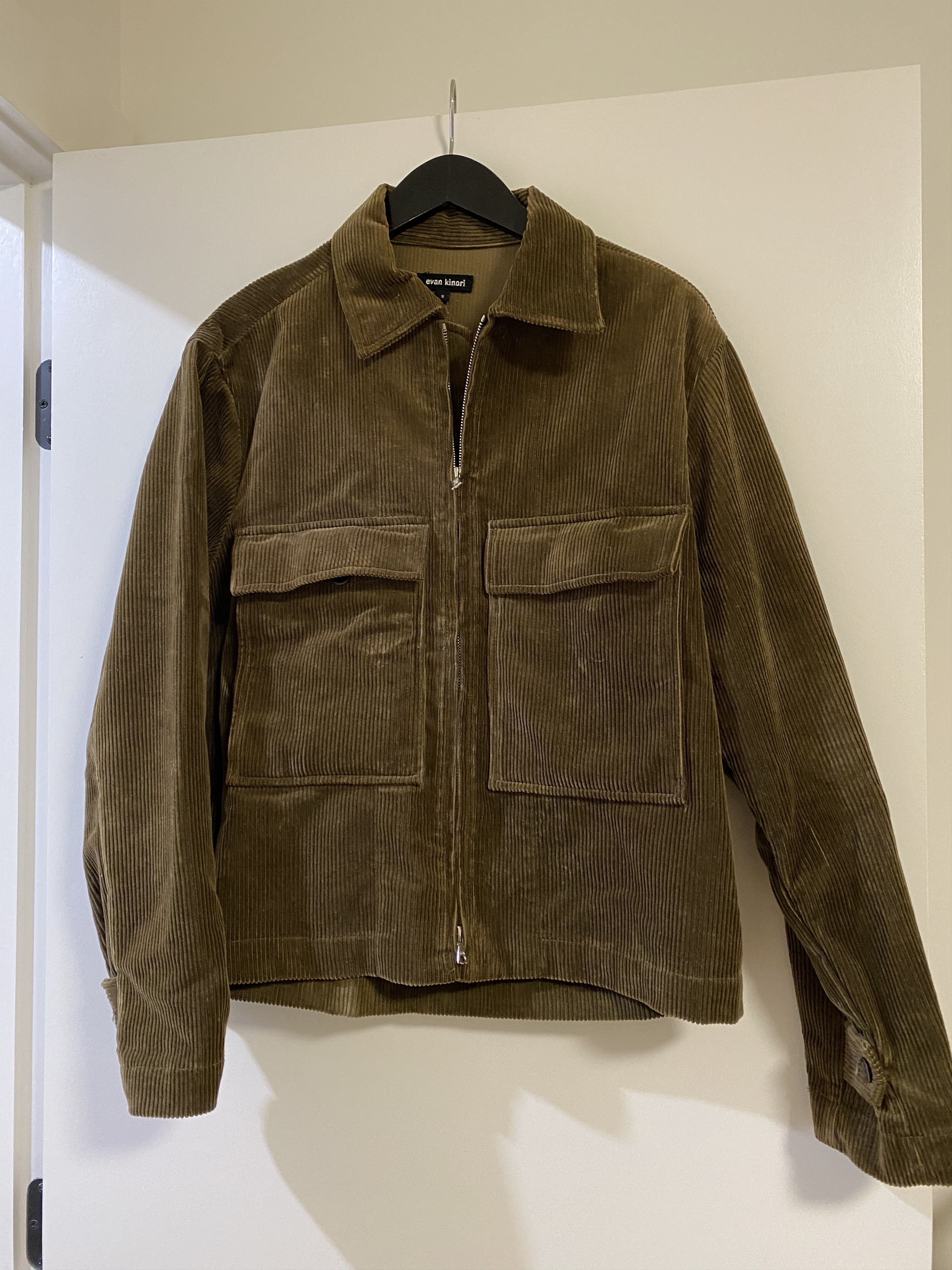 Evan Kinori Olive Corduroy Zip Jacket | Grailed