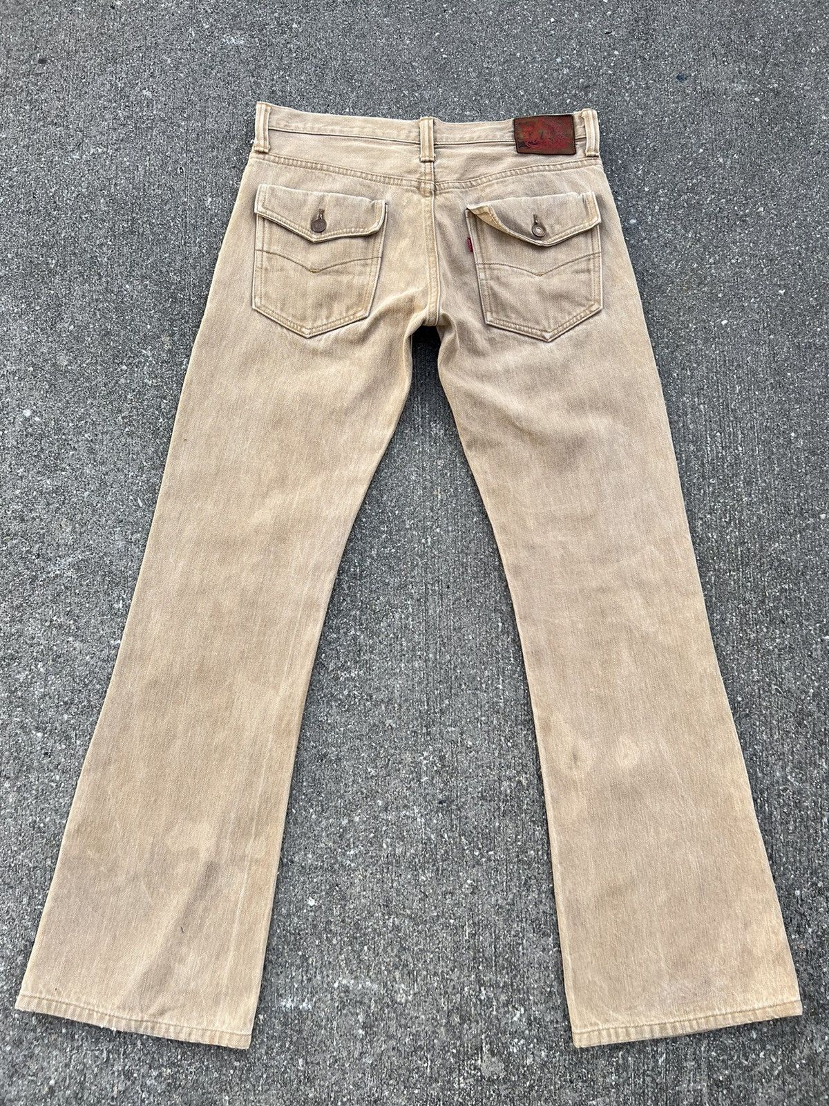 Alchemist VTG Skull Jeans Mustang Fade Persimmon Dye Denim Flare Jeans Size US 31 - 5 Thumbnail