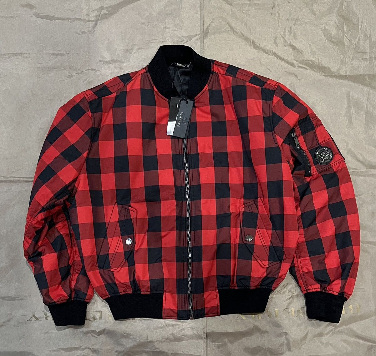 Versace Versace Gingham Bomber Jacket red size 52 $3500 Size US L / EU 52-54 / 3 - 1 Thumbnail