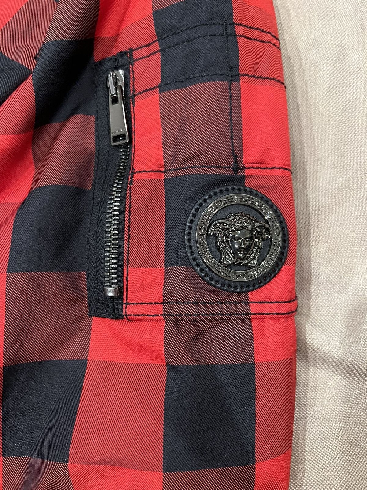 Versace Versace Gingham Bomber Jacket red size 52 $3500 Size US L / EU 52-54 / 3 - 2 Thumbnail