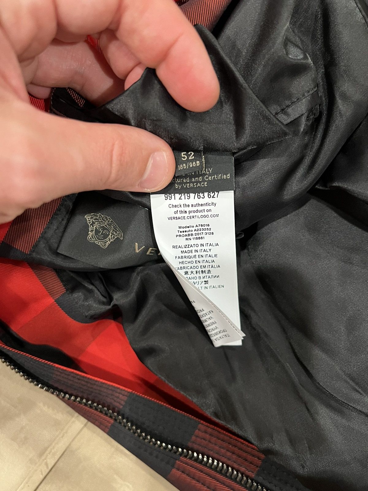 Versace Versace Gingham Bomber Jacket red size 52 $3500 Size US L / EU 52-54 / 3 - 3 Thumbnail