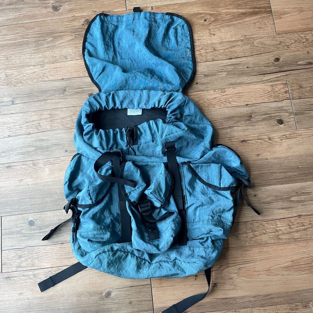 Nike × Vintage 1990s Vintage Nike Blue Nylon Parachute Backpack Size ONE SIZE - 9 Thumbnail