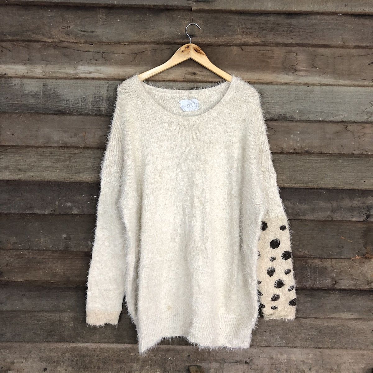 Homespun Knitwear × Japanese Brand DLL N'or Label Mohair shaggy fur Long Knitwear #c1111 Size XL / US 12-14 / IT 48-50 - 3 Thumbnail