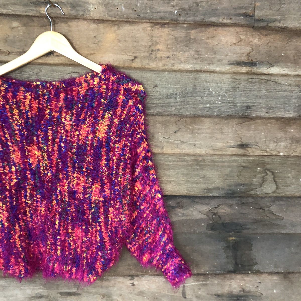 Homespun Knitwear DLL Maria Guiza Pink Mohair Shag Shaggy Knitwear #c1112 Size S / US 4 / IT 40 - 5 Thumbnail